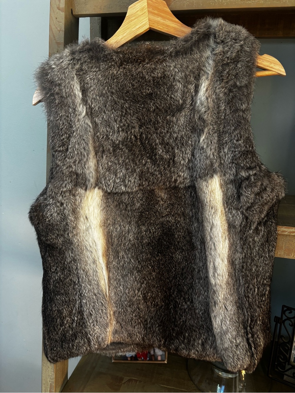 Michael Michael Kors Genuine Rabbit Fur Vest – Silver Grey & Sand Blend – Small - Picture 7 of 10